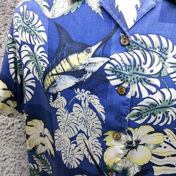 Guy Harvey By AFTCO Vintage Bluewater Wear 100% Silk Button Down. Men's Small... - Picture 5 of 10